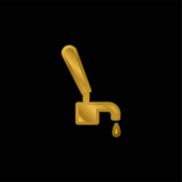 Beer Tap gold plated metalic icon or logo vector - Vector, Image