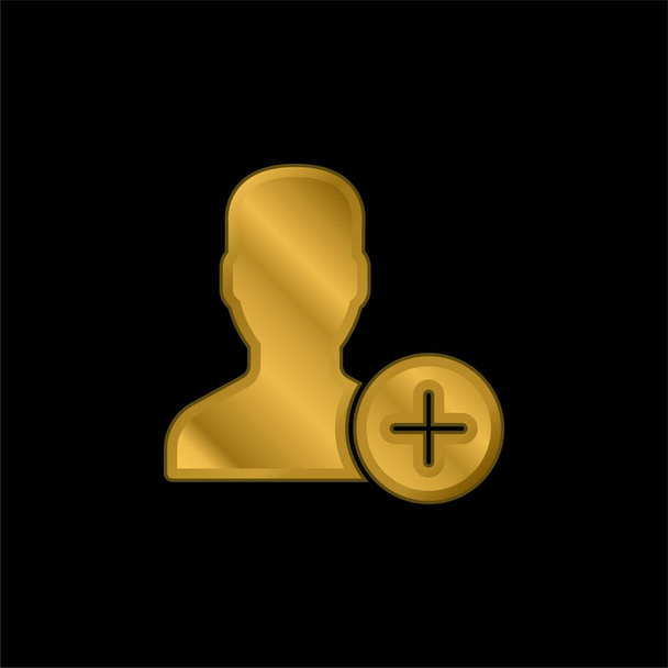 Aggiungere utente oro placcato icona metallica o logo vettoriale - Vettoriali, immagini