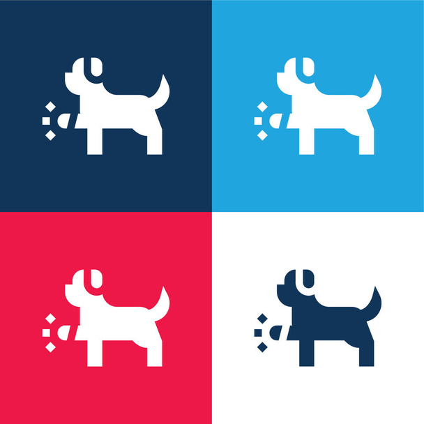 動物の青と赤の4色の最小アイコンセット - ベクター画像