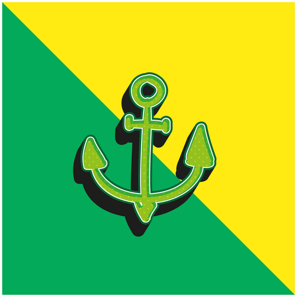 Ankkuri Vihreä ja keltainen moderni 3d vektori kuvake logo - Vektori, kuva
