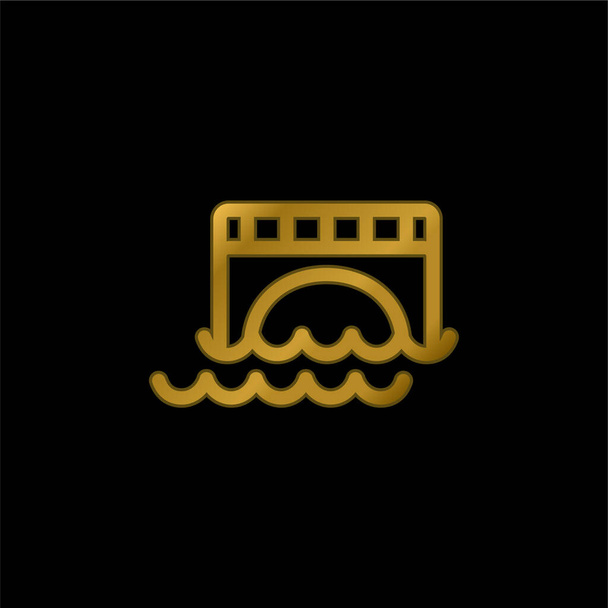 Ponte sull'acqua placcato oro icona metallica o logo vettore - Vettoriali, immagini