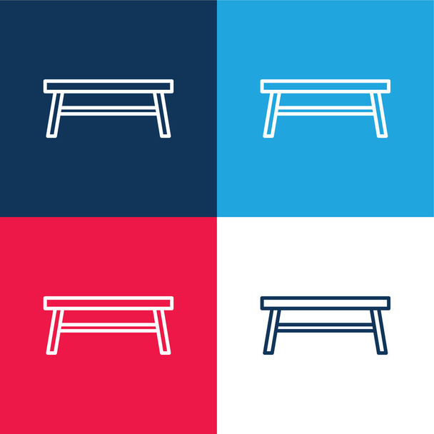Bank blau und rot vier Farben minimales Symbol-Set - Vektor, Bild