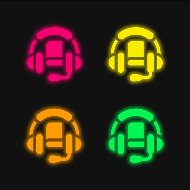 Βιβλίο ήχου τέσσερα χρώμα λαμπερό εικονίδιο διάνυσμα νέον - Διάνυσμα, εικόνα