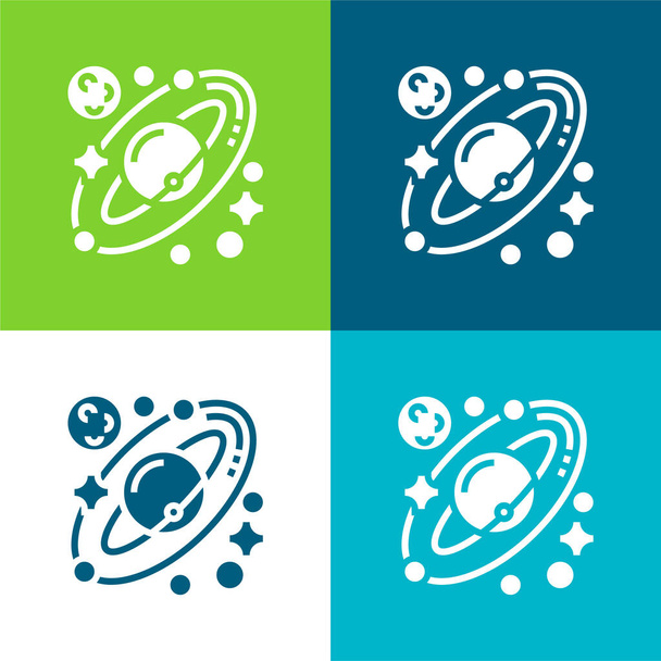 Astronomia Set di icone minime a quattro colori piatti - Vettoriali, immagini