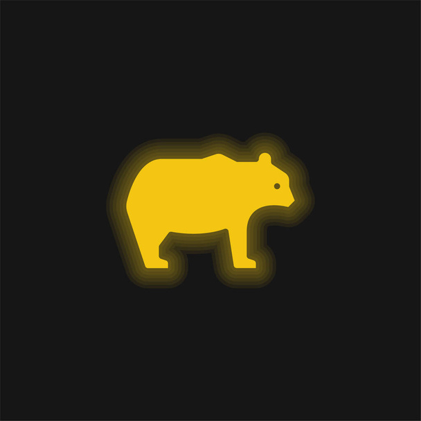 Beer geel gloeiende neon pictogram - Vector, afbeelding