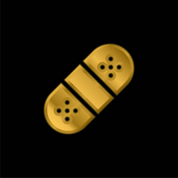 Band Aid chapado en oro icono metálico o vector de logotipo - Vector, Imagen