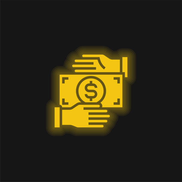 Подкуп жёлтой сияющей неоновой иконы - Вектор,изображение