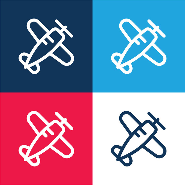 Aeroplane синій і червоний чотири кольори мінімальний набір піктограм
 - Вектор, зображення
