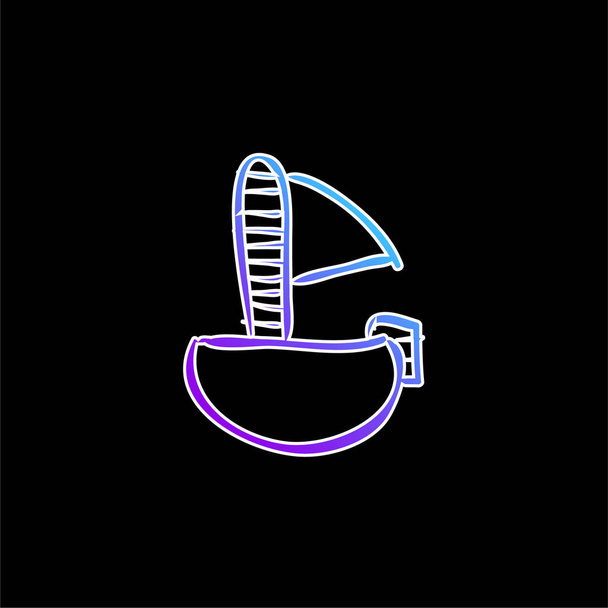 Barco de brinquedo ícone vetor gradiente azul - Vetor, Imagem