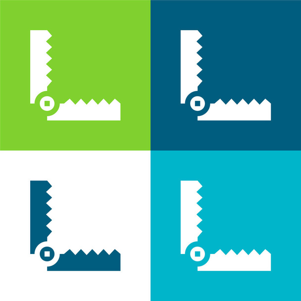 Set di icone minimali a quattro colori Bear Trap Flat - Vettoriali, immagini
