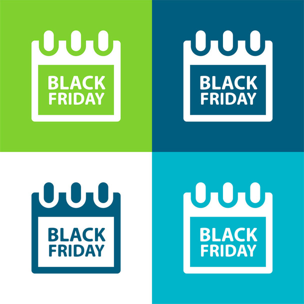 Black Friday Flat four color minimal icon set - Vector, Image
