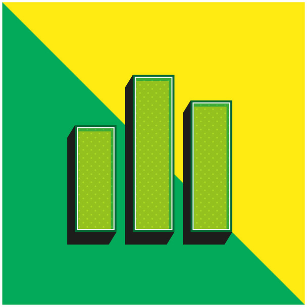 Çubuk Grafik Yeşil ve Sarı 3D vektör simgesi logosu - Vektör, Görsel