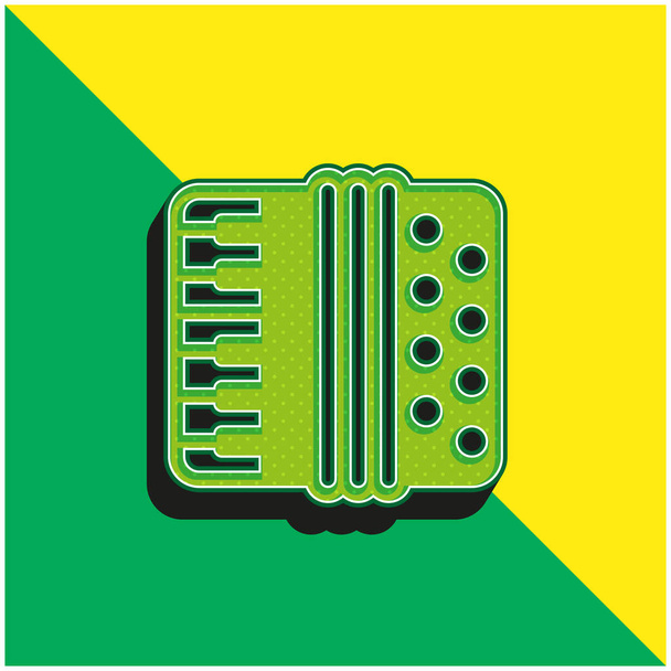 Accordion Green and yellow modern 3d vector icon logo - Vector, Image