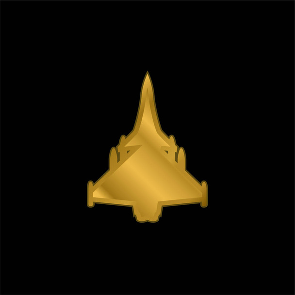 Avião Preto Forma banhado a ouro ícone metálico ou vetor logotipo - Vetor, Imagem
