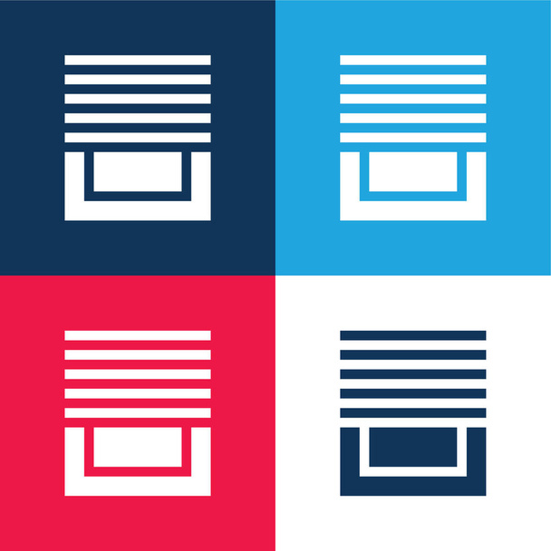 Persianas azul y rojo conjunto de iconos mínimo de cuatro colores - Vector, Imagen