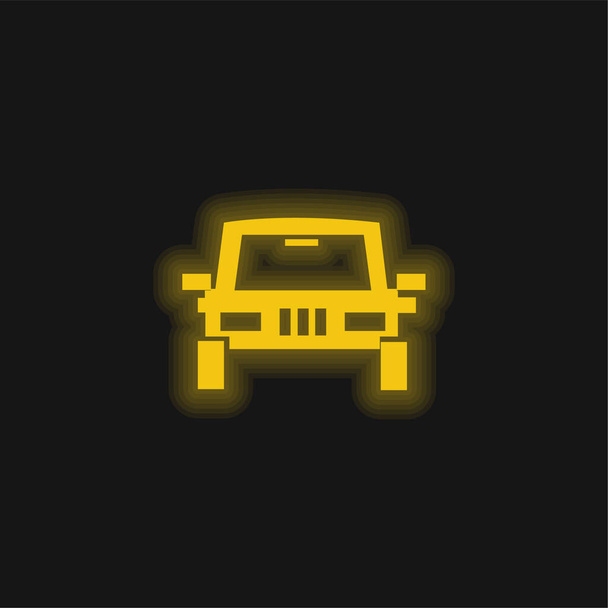 All Terrain Veicolo giallo icona al neon incandescente - Vettoriali, immagini