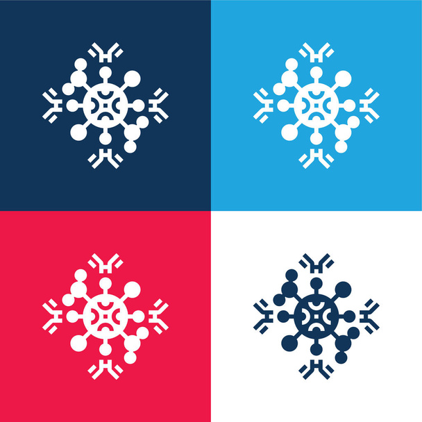 Set di icone minime a quattro colori anticorpi blu e rosso - Vettoriali, immagini