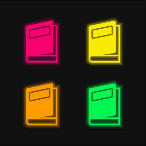 Kniha čtyři barvy zářící neonový vektor ikona - Vektor, obrázek