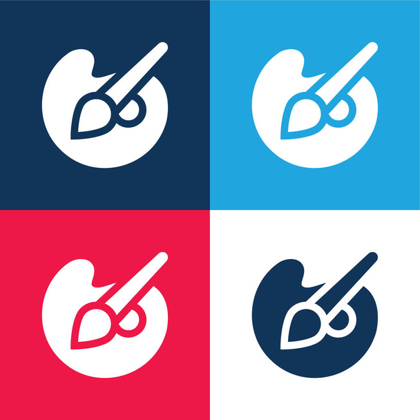 Art kék és piros négy szín minimális ikon készlet - Vektor, kép
