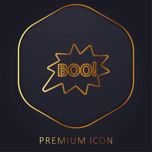 Boo χρυσό λογότυπο γραμμή πριμοδότηση ή εικονίδιο - Διάνυσμα, εικόνα