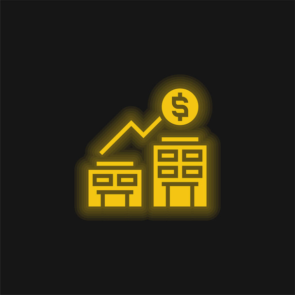 Acquisition jaune brillant icône néon - Vecteur, image
