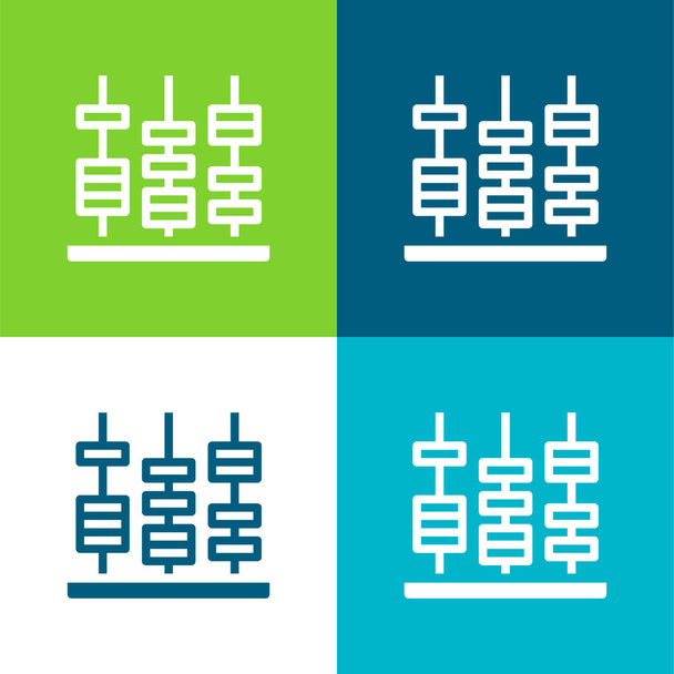 Abacus Flat four color minimal icon set - Vector, Image