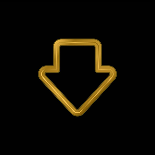 Flecha Esquema bruto Señalando hacia abajo chapado en oro icono metálico o vector de logotipo - Vector, imagen