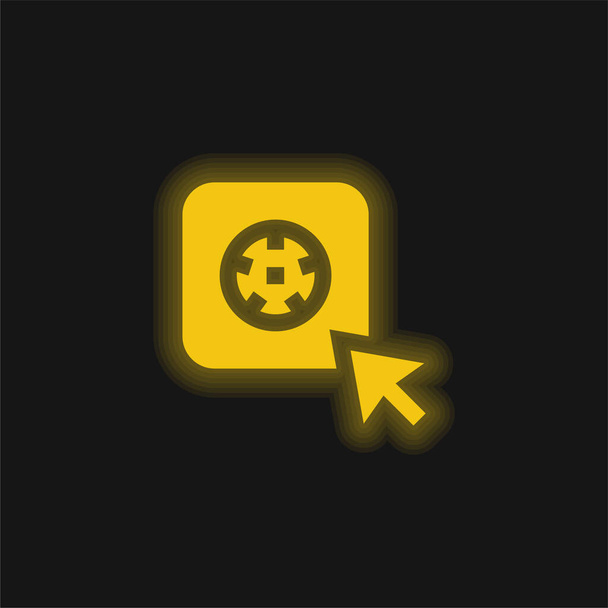 App amarillo brillante icono de neón - Vector, Imagen