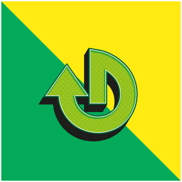 Arrow Circular Shape Green and yellow modern 3d vector icon - Вектор, зображення