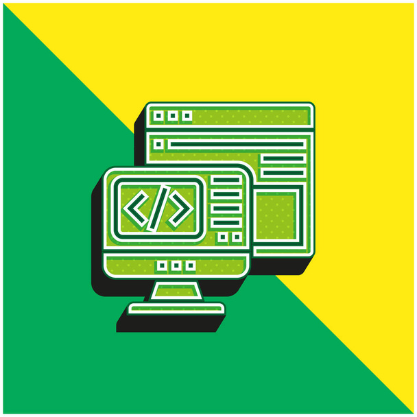 Backend Zöld és sárga modern 3D vektor ikon logó - Vektor, kép