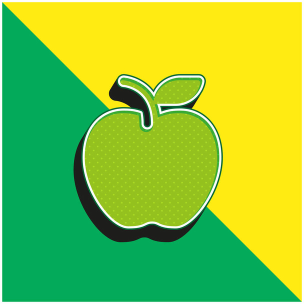 Apple Groen en geel modern 3D vector pictogram logo - Vector, afbeelding