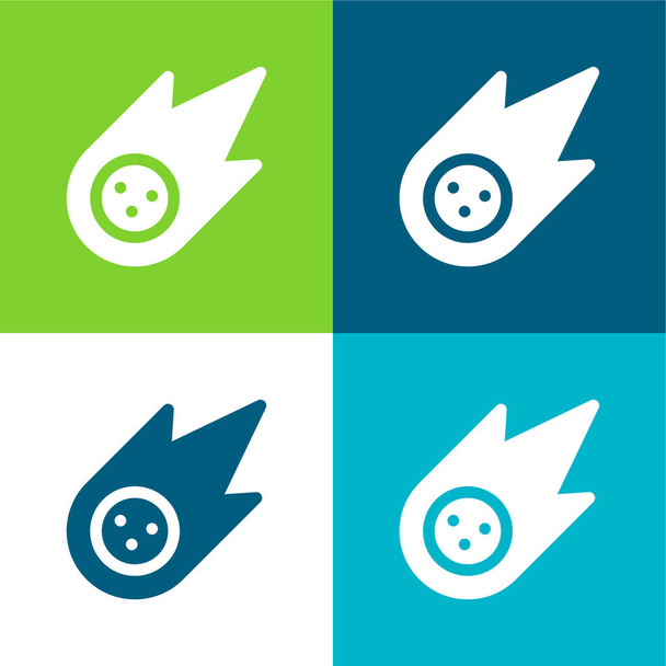 Asteroid Flat four color minimal icon set - Vector, Image