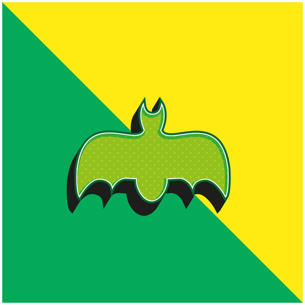 Νυχτερίδα με ανοιχτά φτερά Πράσινο και κίτρινο σύγχρονο 3d εικονίδιο διάνυσμα λογότυπο - Διάνυσμα, εικόνα