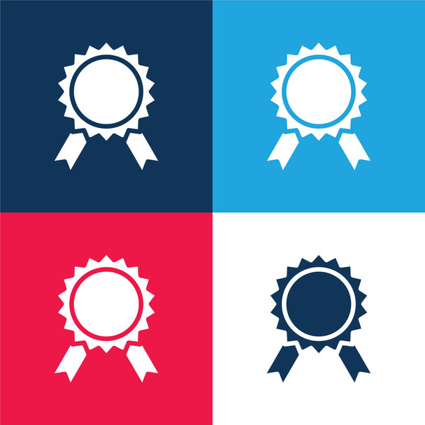 Nagroda niebieski i czerwony zestaw czterech kolorów minimalny zestaw ikon - Wektor, obraz