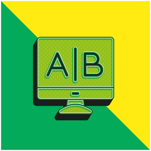 Ab Testing Zelené a žluté moderní 3D vektorové logo - Vektor, obrázek