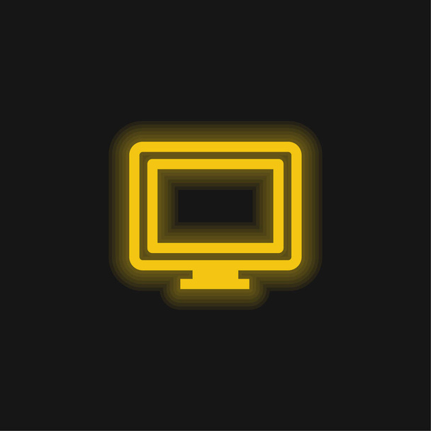 Big Computer Monitor sárga izzó neon ikon - Vektor, kép