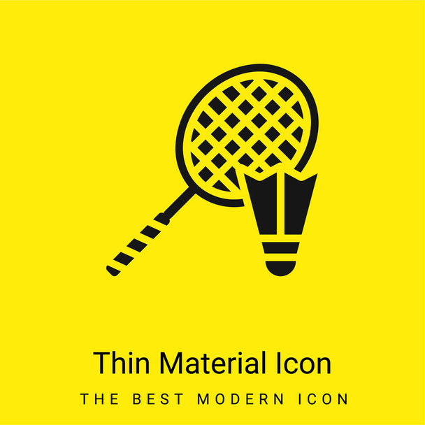 Ícone de material amarelo brilhante mínimo Badminton - Vetor, Imagem