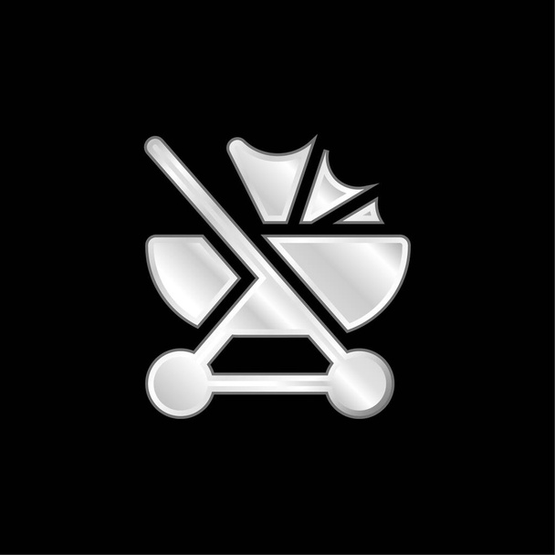 Baby kočárek postříbřená kovová ikona - Vektor, obrázek