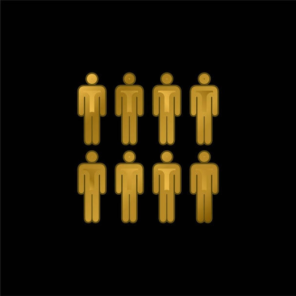 8 personas chapado en oro icono metálico o logotipo vector - Vector, Imagen