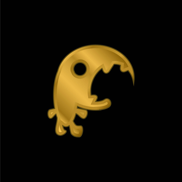 Big Mouth Monster chapado en oro icono metálico o logo vector - Vector, Imagen