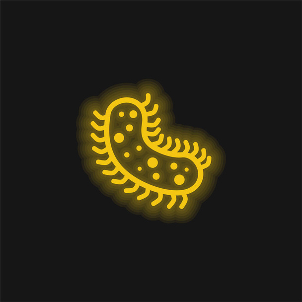 Bacterias amarillo brillante icono de neón - Vector, Imagen