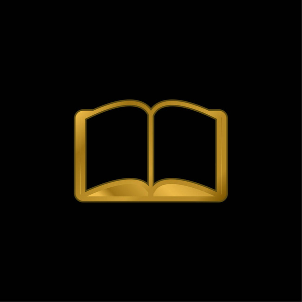 Libro abierto forma simétrica chapado en oro icono metálico o vector de logotipo - Vector, imagen