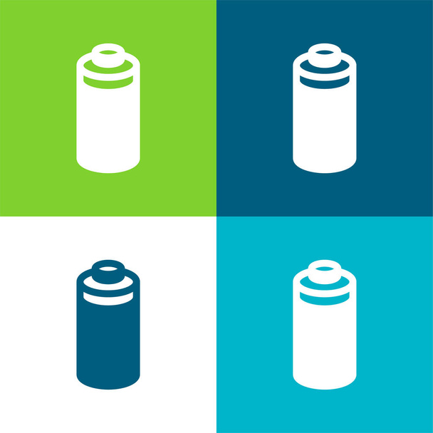 Батарея Плоский четырехцветный минимальный набор значков - Вектор,изображение
