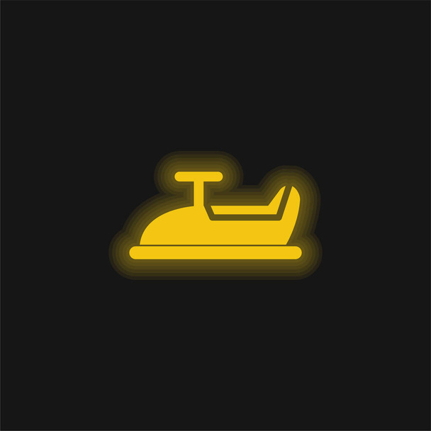 Baby auto jízda žlutá zářící neon ikona - Vektor, obrázek