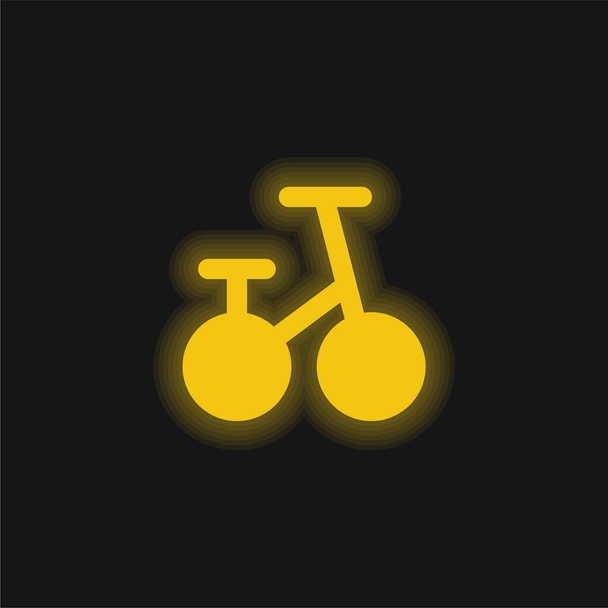 Polkupyörän keltainen hehkuva neon kuvake - Vektori, kuva
