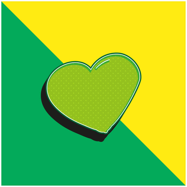 Basic Heart Logo icona vettoriale 3D moderna verde e gialla - Vettoriali, immagini