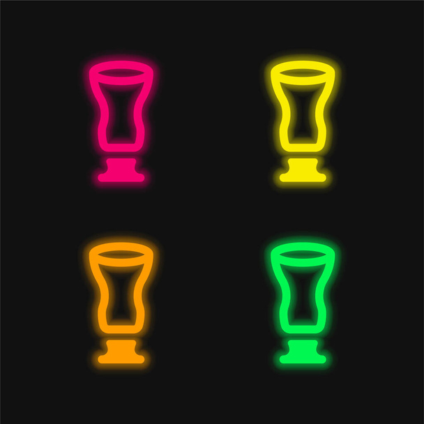 Big Beer Jar nelivärinen hehkuva neon vektori kuvake - Vektori, kuva