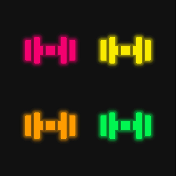 Barbell neljä väriä hehkuva neon vektori kuvake - Vektori, kuva