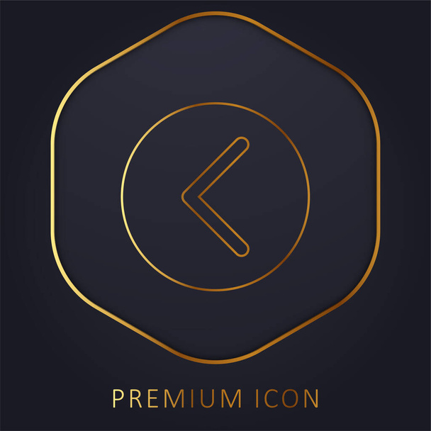Flecha Señalando Izquierda Dentro de Un Círculo de línea dorada logotipo premium o icono - Vector, Imagen