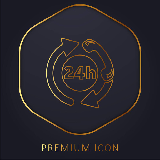 Servicio de Asistencia Telefónica 24 Horas logotipo o icono premium de línea dorada - Vector, Imagen